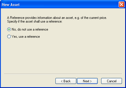Select No to skip using a reference